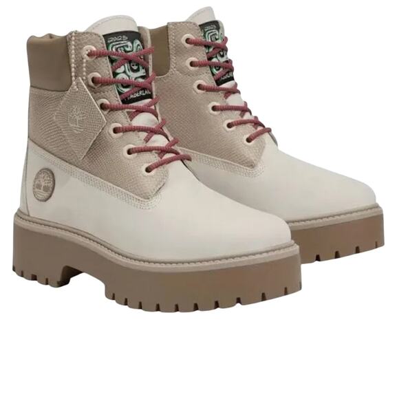 Timberland Stone Street Platform Hiker Boots -White Nubuck-Size: 8.5 - Picture 4 of 13